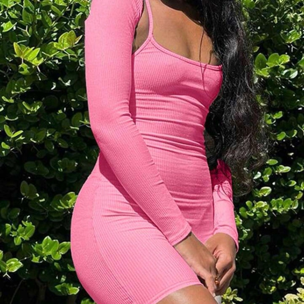 Pink Ribbed Women's Romper and Bolero - Picture 5 of 5